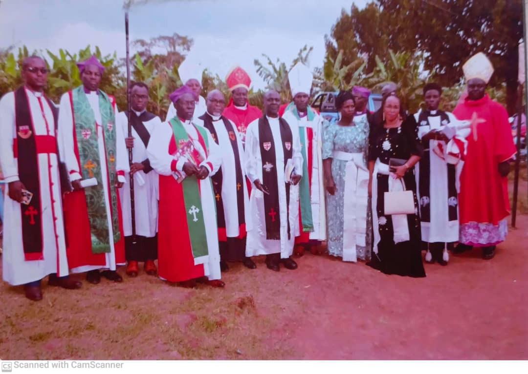 Clergy and leaders gathered outdoors